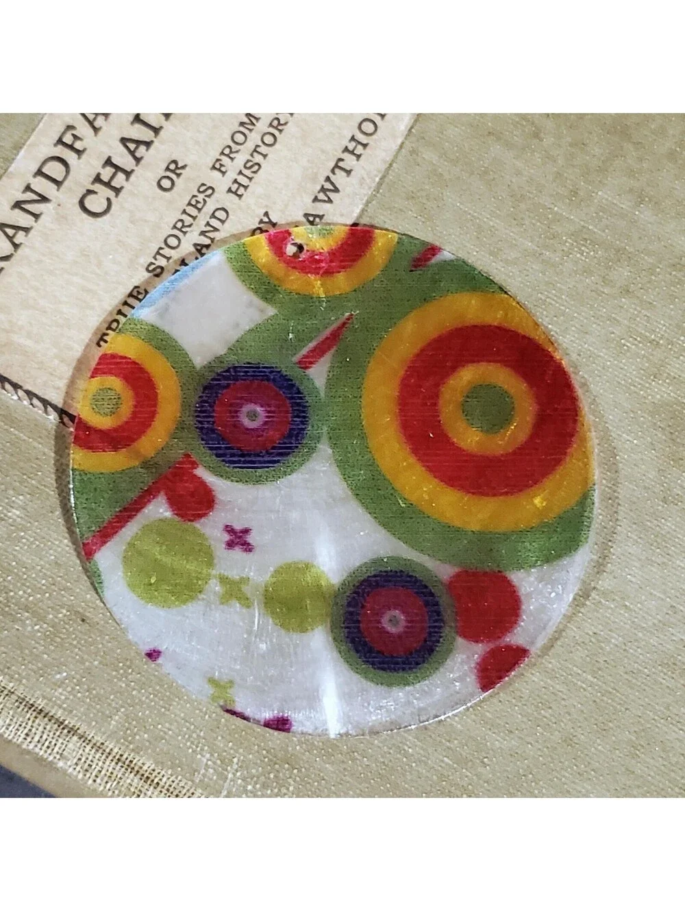 Retro Hippy Circles 50mm Capiz Shell Pendant Focal Bead